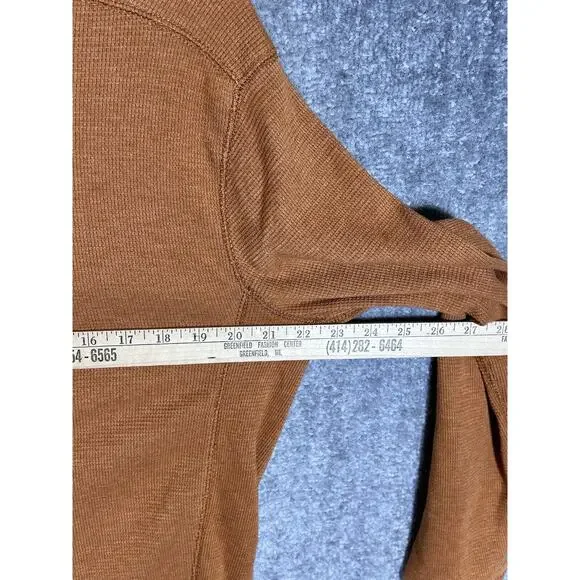 Eddie Bauer Waffle Knit Shirt Mens Size Small Orange-Brown Crew Neck Long Sleeve - Picture 8 of 9